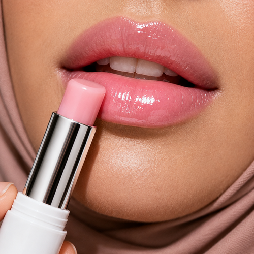 Macro texture closeup of the tinted lip balm applicator